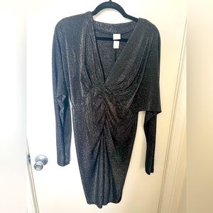 Long sleeve sparkly dress with front touching